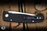 Protech Brend Automatic Folding Knife Solid Black Aluminum, Abalone Button 2.9" 154CM Satin- Blade Show Exclusive