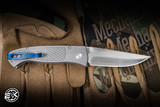 Protech Brend Custom 001  Automatic Folding Knife Blasted/Tumbled 17-4 Textured Steel, Black Lip Pearl Button 2.9" 154CM Mike Irie Satin- Blade Show Exclusive