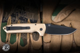 ProTech Rockeye Automatic Folding Knife Textured Bronze Aluminum, MOP Button 3.38" Magnacut Black DLC LG3136