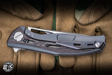 Shirogorov Knives "Dual X CD" Custom Folding Knife Titanium/Red Nebula Fat Carbon Inlay 3.75" MagnaCut Drop Point - Blade Show Exclusive