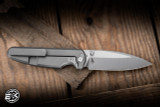 Chaves x Brad Blount Red Label Phase 229 Integral Folding Knife Stonewash Titanium 3.75" M390 Drop Point Belt Finish - Blade Show Exclusive