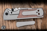 Chaves Knives Exclusive Magnetic Integral N.T.A.K. El Chicano Folding Knife Zirconium Blast Titanium, Brown Micarta Inlay 3.56" M390 Tanto Satin Chisel