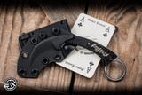 Bastinelli Knives Custom Pika Fixed Blade Knife Black Tskuka Wrap 1.65" N690CO Bronze Menuki Snake Dagger Stonewash