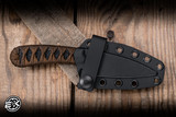 Bastinelli Knives Custom Sin Fixed Blade Knife Brown Tskuka Wrap 3.54" N690CO Bronze Menuki Snake Dagger Black PVD