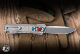 Remette RT-Sharp Leopard OTF Gravity Knife Titanium + Red/White/Blue Carbon Fiber 2.76" M390 Drop Point Satin