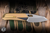 Remette RT-Woodpecker Folding Knife Gold Titanium 2.95" M390  Reverse Tanto Pearlescent