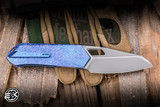 Remette RT-Woodpecker Folding Knife Crystal Blue Titanium 2.95" M390  Reverse Tanto Pearlescent