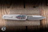 Remette RT-Swordfish OTF Gravity Knife Titanium + Red/White/Blue Carbon Fiber 3.15" M390 Tanto Pearlescent Satin