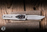 Remette RT-Swordfish OTF Gravity Knife Titanium + Red/White/Blue Carbon Fiber 3.03" M390 Clip Point Pearlescent Satin