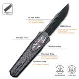 Remette RT Swordfish Knife Black DLC Titanium, Carbon Fiber Inlay 3.03" M390 Clip Point DLC Pearlescent