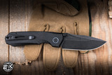 Remette Rhino Button Lock Folding Knife Black Micarta 3.07" 14C28N Drop Point Black Stonewash MC25B
