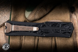 Heretic Custom Colossus Double Action OTF Automatic Knife Black Aluminum, Croc Inlays 3.5" M390 Dagger Bronze Cracked Ice BSATL26-008