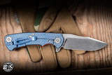 Hinderer Knives Project X Flipper Knife Triway Orange G10/Stonewash Blue 3.65" S45VN Clip Point