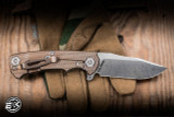 Hinderer Knives Project X Flipper Knife Triway Translucent Green G10/Stonewash Bronze 3.65" S45VN Clip Point
