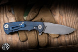 Hinderer Knives Project X Flipper Knife Triway Black G10/Battle Blue 3.65" S45VN Clip Point