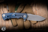 Hinderer Knives Project X Flipper Knife Triway Blue G10/Battle Blue 3.65" S45VN Clip Point