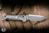 Microtech Marfione Select LUDT Automatic Folding Knife Stonewash Frag Titanium, Blue Accents 3.4" M390 Tanto Stonewash 1136RL-10FRMS2