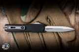Microtech UTX-70 Gen IV Automatic OTF Knife Black Aluminum 2.5" M390 Dagger Full Serrated 11474-12