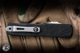 Microtech Ultratech Gen IV OTF Automatic Knife Topographic Deep Engraved Black Aluminum 3.55" M390MK Spartan Stonewash 12234TP-10