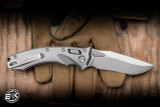 Microtech/Marfione Select Amphibian Mini Ram-LOK Folding Knife Slab Titanium, Blue Ti Accents 3.25” M390MK Stonewash 137MRL-10MS2