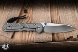 Chris Reeve Knives Large Inkosi Cross Hatch Folding Knife Sandblasted Titanium/Blue Accents 3.6" MagnaCut Insingo LIN-1155-001