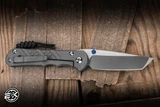 Chris Reeve Knives Large Inkosi Cross Hatch Folding Knife Sandblasted Titanium 3.6" MagnaCut Tanto LIN-1156-001