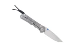 Chris Reeve Knives Small Inkosi Cross Hatch Folding Knife Glass Blasted Titanium, Blue Accents 2.75" MagnaCut Drop Point SIN-1152-064