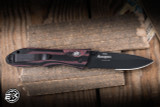 Preowned-Benchmade Vintage Ares Elishewitz Design Folding Knife Burgundy/Black G10 3.7" 154CM Drop Point Black Part-Serrated