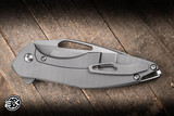 Koenig Knives Arius Flipper Knife Plexa Titanium 3.5" M390 Drop Point Burnished Polished Flats