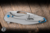 Koenig Knives Arius Flipper Knife Blasted Patterned Titanium 3.5" M390 Drop Point Burnished Polished Flats