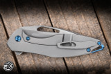 Koenig Knives Mini Arius Flipper Knife Patterned Titanium 3" M390 Drop Point Burnished Polished Flats