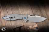 Koenig Knives Mini Arius Flipper Knife Patterned Titanium 3" M390 Drop Point Burnished Polished Flats