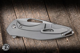 Koenig Knives Mini Arius Flipper Knife Patterned Titanium 3" M390 Drop Point Burnished Polished Flats