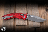 Microtech Amphibian Mini Ram-LOK Folding Knife Red Frag Aluminum 3.25” M390MK Drop Point Apocalyptic 137MRL-10APFRRD