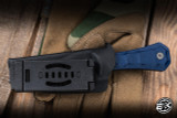 Auxiliary Manufacturing Deadhead Fixed Blade Pocket Knife Blue Micarta 2.8" 14C28N Bowie Grey PVD