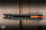 Auxiliary Manufacturing Deadhead Coffin Folding Knife Green Micarta, Orange Accent 2.8" 14C28N Tanto Stonewash