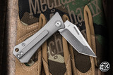 Auxiliary Manufacturing Coffin Slip Joint Pocket Knife Micro Milled Titanium 2.8" M390 Tanto Stonewash