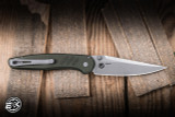 ProTech x Peace Neighbor Avalon Manual Folding Knife Knurled Green Aluminum 4.25" MagnaCut Drop Point Stonewash
