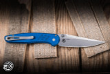 ProTech x Peace Neighbor Avalon Manual Folding Knife Knurled Battleworn Blue Aluminum 4.25" MagnaCut Drop Point Stonewash