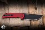 Protech Mordax Manual Flipper Knife Limited Red Aluminum, BLP Button 3.5" MagnaCut Drop Point Black DLC