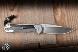 Preowned-Chris Reeve Knives Large Sebenza 31 Folding Knife Titanium, Macassar Ebony Inlay 3.6" S35VN Drop Point Satin