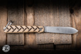 Preowned-Great Eastern Cutlery Farm & Field Tractor Knife Traction Jigged Muslin Micarta 3.75" 1095 Drop Point Satin