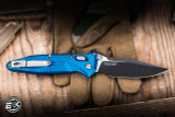 Microtech Socom RAM-LOK Folding Knife Blue Frag Aluminum 3.8" M390 Spear Point Black 160RL-1FRBL