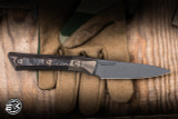 Microtech Paring Kitchen Utility Knife Livewire Carbon Fiber, Titanium Bolster 3.75" M390 DLC 3500B-1DLCLWCFS