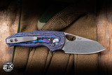 TRM Three Rivers Manufacturing Holier NERD Folding Knife Blue Hawaiian Camo Carbon 2.2" Magnacut Stonewash
