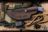 Three Rivers Manufacturing TRM TAGALONG Fixed Blade Knife Blue Hawaiian Camo Carbon 2.4" MagnaCut Stonewash