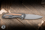 Shirogorov Knives Neon NL Folding Knife Titanium, Natural Canvas Micarta Inlay 3.34" Elmax Drop Point Satin