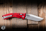 Microtech Amphibian Mini Ram-LOK Folding Knife Red Frag Aluminum 3.25” M390 Stonewash 137MRL-10FRRD