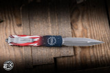 Microtech Dirac Delta OTF Automatic Knife 250th Anniversary/July 4th Aluminum 3.8" Dagger Apocalyptic 227-10APS-4J250