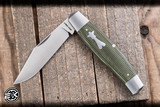 ack Wolf Knives Stockman Slip Joint Folding Knife Green Canvas Micarta 3.13" 14C28N Clip Point Satin